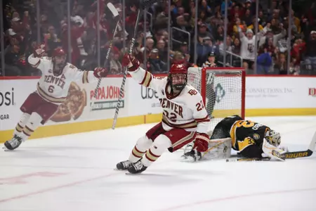 27 JAN 2023: The Denver Pioneers against the Colorado College Tigers at Ball Arena in Denver, CO. (Tyler Schank/Clarkson Creative Photography)