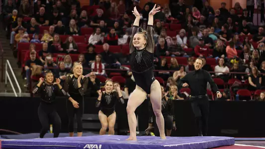 29 JAN 2023: The University of Denver women's gymnastics team takes on the Oklahoma Sooners at Magness Arena in Denver, CO. Justin Tafoya/Clarkson Creative Photography