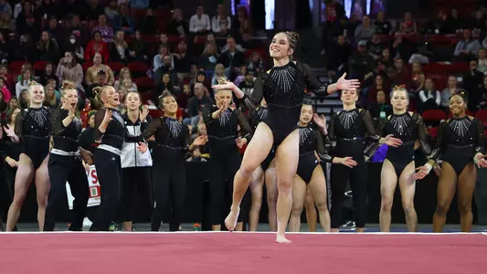 29 JAN 2023: The University of Denver women's gymnastics team takes on the Oklahoma Sooners at Magness Arena in Denver, CO. Tyler Schank/Clarkson Creative Photography