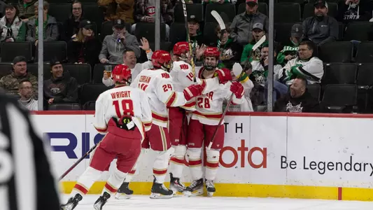 22 Mar 24: The Denver University Pioneers play against the St. Cloud State University Huskies in a semifinal matchup at the 2024 NCHC Frozen Faceoff at Xcel Energy Center in St. Paul, MN.