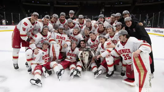 23 Mar 24: The Denver University Pioneers play against the University of Nebraska - Omaha Mavericks in the Championship game of the 2024 NCHC Frozen Faceoff at Xcel Energy Center in St. Paul, MN.