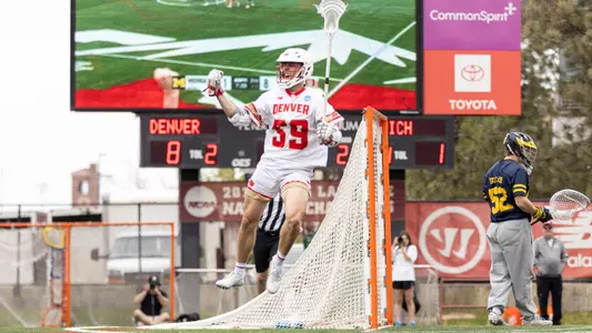 11 MAY 2024: The Denver Pioneers Men’s Lacrosse team takes on the University of Michigan at Peter Barton Lacrosse Stadium on the University of Denver campus in Denver, CO. (Rachel O’Driscoll/Clarkson Creative Photography)