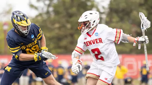 11 MAY 2024: The Denver Pioneers Men’s Lacrosse team takes on the University of Michigan at Peter Barton Lacrosse Stadium on the University of Denver campus in Denver, CO. (Rachel O’Driscoll/Clarkson Creative Photography)
