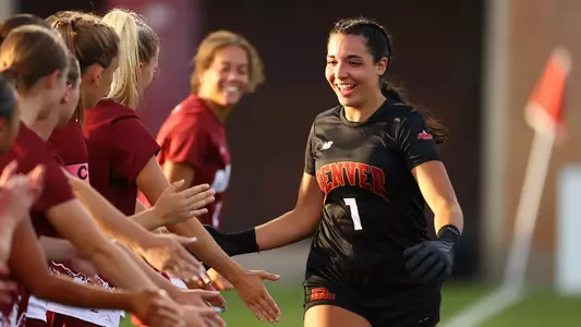 17 AUG 2023: The Denver Pioneers take on the Colorado State Rams at the University of Denver Soccer Stadium in Denver, CO. (Jamie Schwaberow/Clarkson Creative Photography)