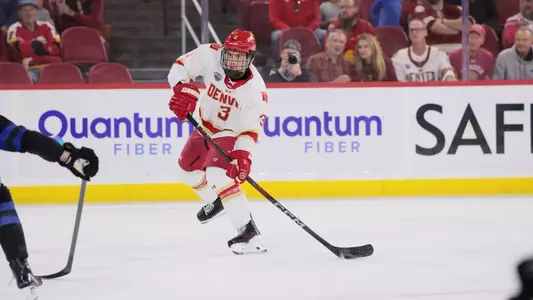 11 OCT 2025: The Denver Pioneers Men’s hockey team takes on the Bentley Falcons in Denver, CO. (C. Morgan Engel/Clarkson Creative Photography)