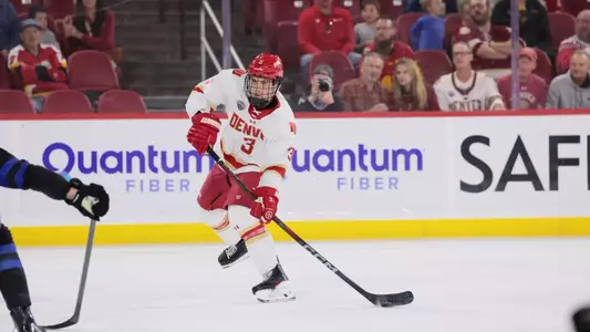 11 OCT 2025: The Denver Pioneers Men’s hockey team takes on the Bentley Falcons in Denver, CO. (C. Morgan Engel/Clarkson Creative Photography)