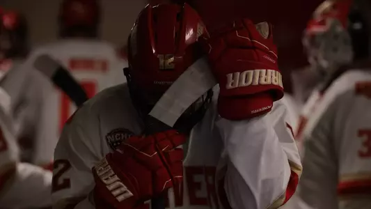 11 OCT 2025: The Denver Pioneers Men’s hockey team takes on the Bentley Falcons in Denver, CO. (C. Morgan Engel/Clarkson Creative Photography)