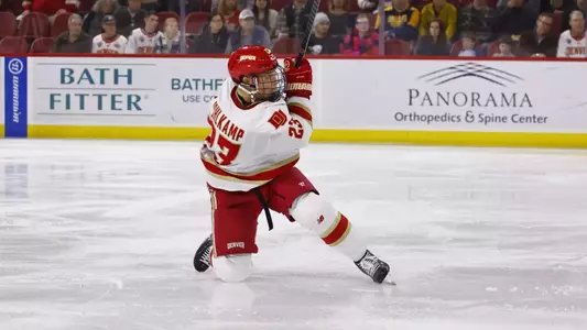 25 OCTOBER 2024: The University of Denver Pioneers take on the Wisconsin Badgers at Magness Arena in Denver, Colorado. (Photo by C. Morgan Engel/Clarkson Creative)