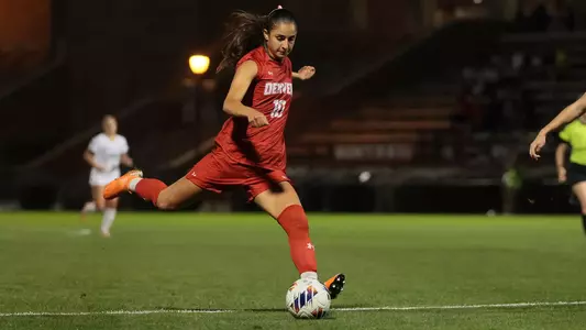 09 OCT 2025: The Denver Pioneers Women’s Soccer team takes on the South Dakota State Jackrabbits in Denver, CO. (C. Morgan Engel/Clarkson Creative Photography)
