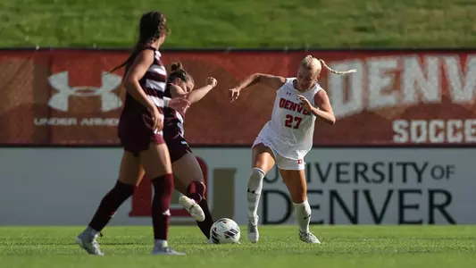 28 AUG 2025: The University of Denver takes on the Texas A&M University at the University of Denver Soccer Stadium in Denver, CO. Justin Tafoya/Clarkson Creative Photography