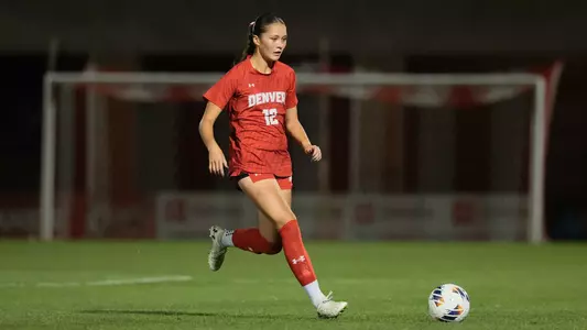 09 OCT 2025: The Denver Pioneers Women’s Soccer team takes on the South Dakota State Jackrabbits in Denver, CO. (C. Morgan Engel/Clarkson Creative Photography)