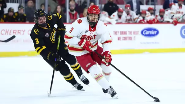 DENVER, COLORADO - NOVEMBER 14: The Denver Pioneers men’s ice hockey team takes on Colorado College at Magness Arena in Denver, Colorado. (Photo by Tyler Schank/Clarkson Creative Photography)
