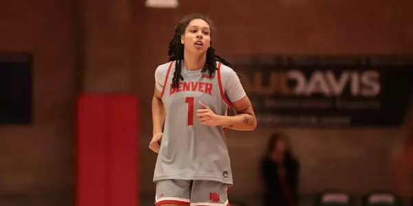 16 NOV 2025: The University of Denver women’s basketbal team takes on Cal State Fullerton in Denver, CO. (C. Morgan Engel/Clarkson Creative Photography)