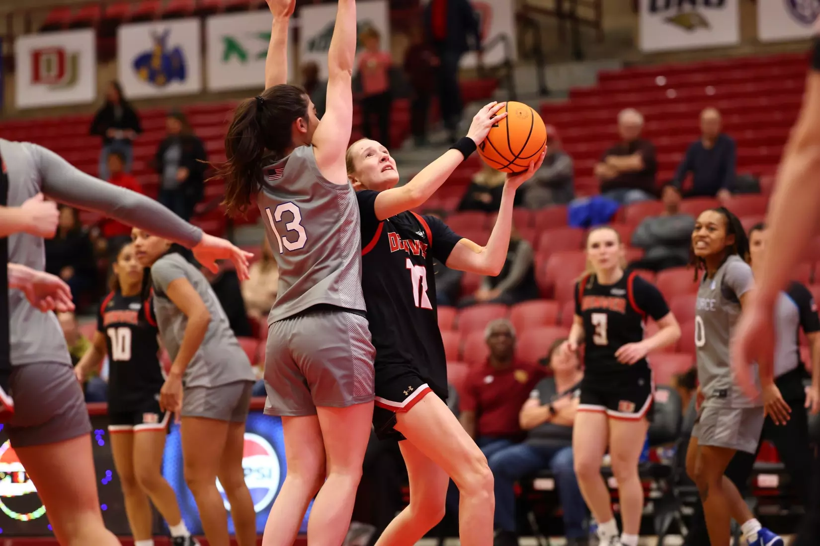 03 NOV 2025: The University of Denver women’s basketball team takes on the Air Force Academy at Hamilton Gymnasium in Denver, CO. Justin Tafoya/Clarkson Creative Photography