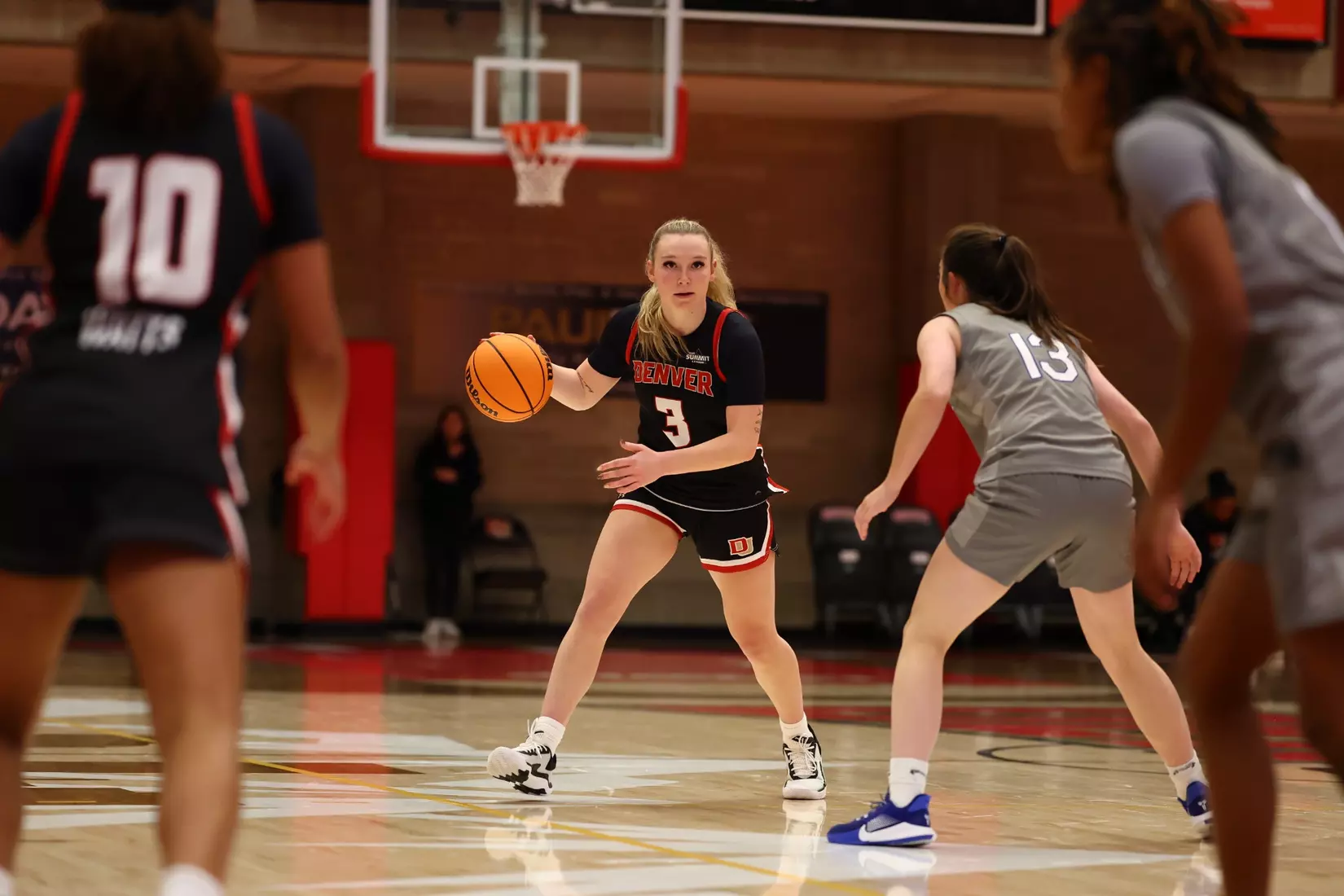 03 NOV 2025: The University of Denver women’s basketball team takes on the Air Force Academy at Hamilton Gymnasium in Denver, CO. Justin Tafoya/Clarkson Creative Photography