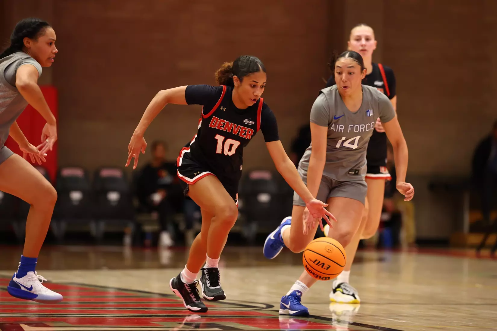 03 NOV 2025: The University of Denver women’s basketball team takes on the Air Force Academy at Hamilton Gymnasium in Denver, CO. Justin Tafoya/Clarkson Creative Photography