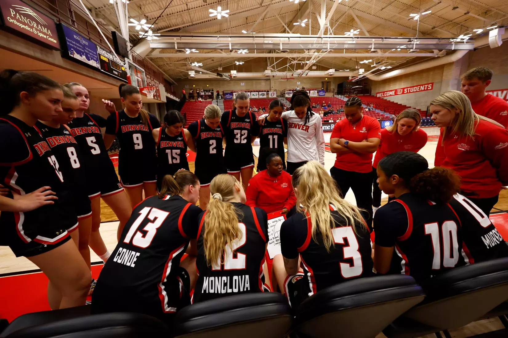 03 NOV 2025: The University of Denver women’s basketball team takes on the Air Force Academy at Hamilton Gymnasium in Denver, CO. Justin Tafoya/Clarkson Creative Photography