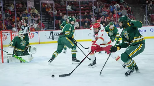 01 NOV 2025: The Denver Pioneers Men’s Hockey Team takes on Alaska Anchorage in Denver, CO. (C. Morgan Engel/Clarkson Creative Photography)