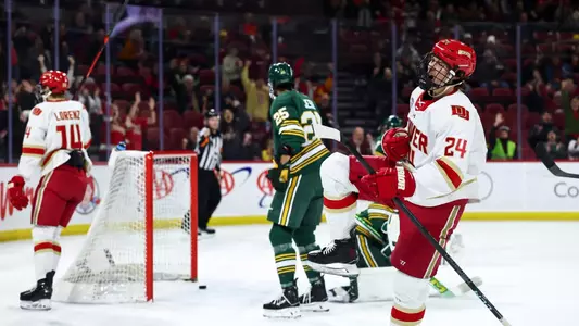 DENVER, COLORADO - OCTOBER 31: The Denver Pioneers men’s ice hockey team takes on the Alaska Anchorage Seawolves at Magness Arena in Denver, Colorado. (Photo by Tyler Schank/Clarkson Creative/Getty Images)