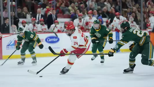 01 NOV 2025: The Denver Pioneers Men’s Hockey Team takes on Alaska Anchorage in Denver, CO. (C. Morgan Engel/Clarkson Creative Photography)