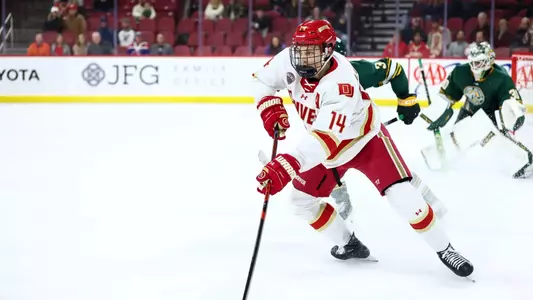 DENVER, COLORADO - OCTOBER 31: The Denver Pioneers men’s ice hockey team takes on the Alaska Anchorage Seawolves at Magness Arena in Denver, Colorado. (Photo by Tyler Schank/Clarkson Creative/Getty Images)