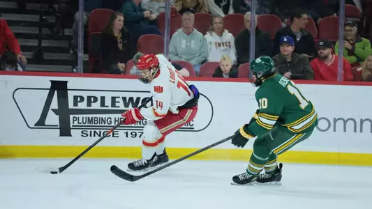 01 NOV 2025: The Denver Pioneers Men’s Hockey Team takes on Alaska Anchorage in Denver, CO. (C. Morgan Engel/Clarkson Creative Photography)
