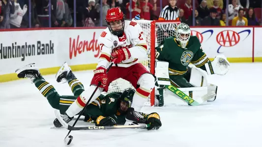 DENVER, COLORADO - OCTOBER 31: The Denver Pioneers men’s ice hockey team takes on the Alaska Anchorage Seawolves at Magness Arena in Denver, Colorado. (Photo by Tyler Schank/Clarkson Creative/Getty Images)