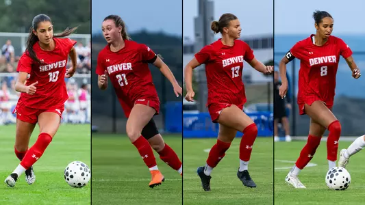 Denver Women's Soccer Header: Chidiac, S. Dreiling, Payne, Tate