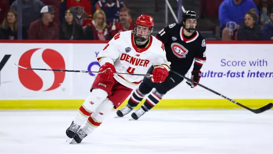 14 FEB 2025: The University of Denver Men’s Hockey team takes on the St. Cloud State University Huskies at Magness Arena in Denver, CO. (Tyler McFarland/Clarkson Creative Photography)