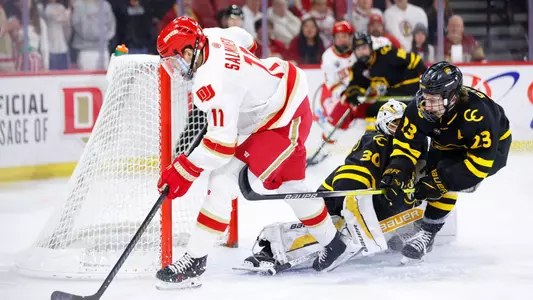 7 MAR 2025: The University of Denver Hockey team takes on Colorado College at Magness Arena in Denver, CO. (Isaac Wasserman/Clarkson Creative Photography)