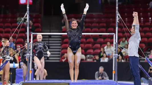 26 JAN 2025: The University of Denver women's gymnastics team takes on West Virginia at Magness Arena in Denver, CO. (C. Morgan Engel/Clarkson Creative Photography)