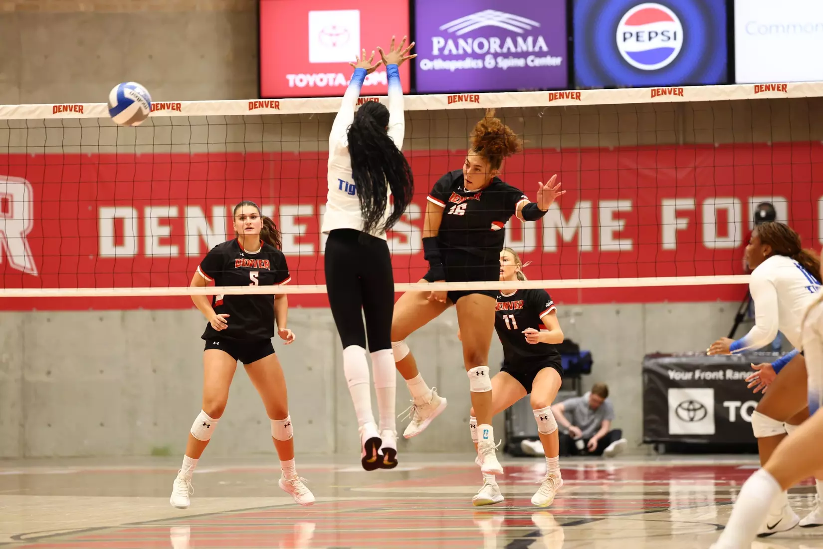 28 AUG 2025: The University of Denver takes on the University of Memphis at Hamilton Gymnasium in Denver, CO. Justin Tafoya/Clarkson Creative Photography