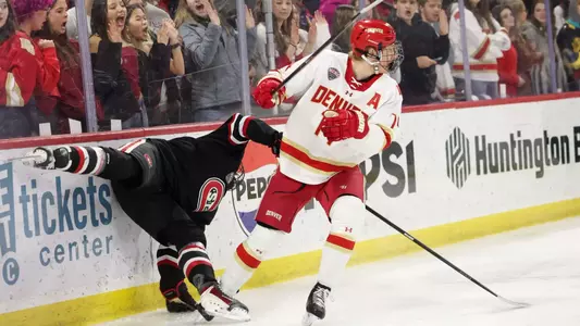 23 JAN 2026: The University of Denver men’s ice hockey team takes on St. Cloud State at Magness Arena in Denver, CO. (Tanner Pearson/Clarkson Creative Photography)