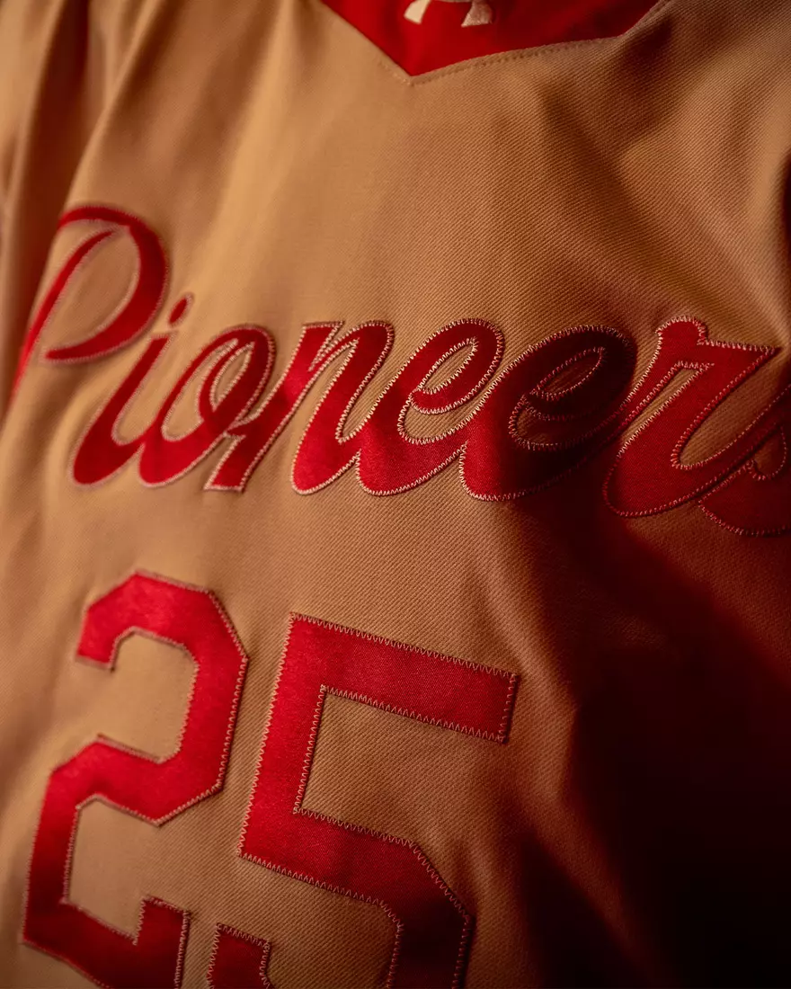 The Denver Pioneers hockey team reveals a new 'Golden Age' jersey to be worn on Friday, October 16, 2026 for the faceoff against the No. 2 Michigan and the 11th National Championship Banner.