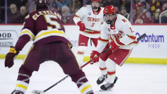 30 JANUARY 2026: The University of Denver Men’s Ice Hockey team takes on Minnesota Duluth at Magness Arena in Denver, CO. (Chris Swann/Clarkson Creative Photography)