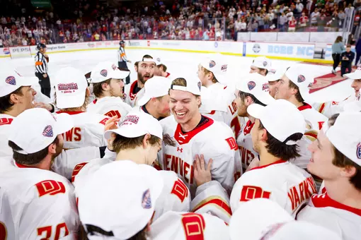 21 MAR 2026: The University of Denver Men's Ice Hockey team takes on Minnesota Duluth in the Frozen Faceoff Championship at Magness Arena on the University of Denver campus in Denver, CO. (Michael Ciaglo/Clarkson Creative Photography)