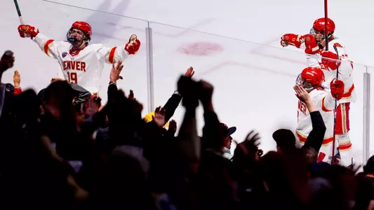 27 MAR 2026: The University of Denver takes on Cornell in the NCAA Men’s Ice Hockey West Regional at Blue Arena In Loveland, CO. (Michael Ciaglo/Clarkson Creative Photography)