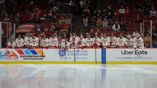 DENVER, COLORADO - FEB 27: The Denver Pioneers men’s ice hockey team takes on Arizona State at Magness Arena in Denver, Colorado. (Photo by C. Morgan Engel/Clarkson Creative Photography)