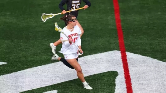 19 FEB 2026: The University of Denver women’s lacrosse team takes on Towson at the University of Denver Soccer Stadium in Denver, CO. Justin Tafoya/Clarkson Creative Photography