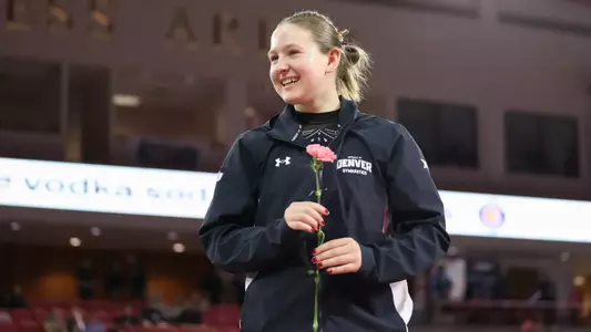 01 MAR 2026: The University of Denver Women’s Gymnastics team takes on University of Utah at Magness in Denver, CO. (Tanner Pearson/Clarkson Creative Photography)