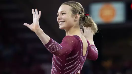 11 JAN 2026: The University of Denver women's gymnastics team takes on Stanford at Magness Arena in Denver, CO. (Chris Swann/Clarkson Creative Photography)