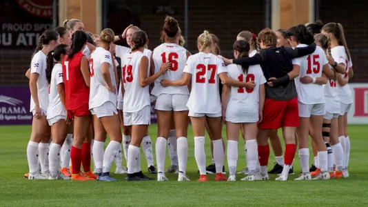 University of Denver Women's Soccer Team Huddle 2025 - Exhibition vs Texas Tech - August 7, 2025