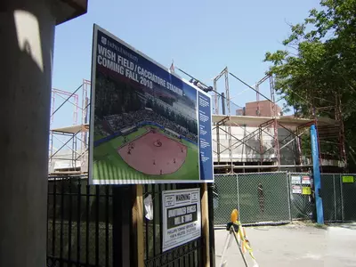 Work continues at Wish Field at Cacciatore Stadium in the final phase of the outdoor facility project.