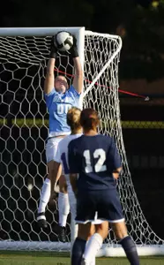 Claire Hanold tied a career-high with 10 saves in Friday's 0-0, double-overtime tie at Michigan State.