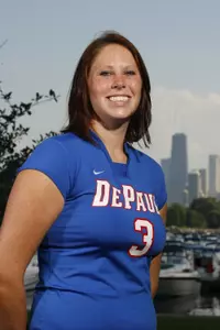 Chelsea Kirkpatrick led the Blue Demons with 12 kills.