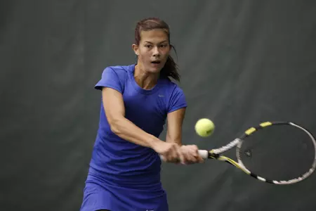 Blue Demon freshman Rebeca Mitrea tallied six wins in her first collegiate tennis tournament.