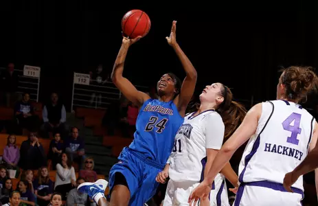 Keisha Hampton (32 & pictured), Brittany Hrynko (14) and Jasmine Penny (11) all hit career-highs in DePaul's 88-72 win at Northwestern on Sunday.