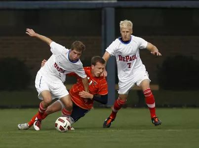 Jared Blincow blocked four shots in DePaul's BIG EAST Championship loss at Connecticut on Thursday.