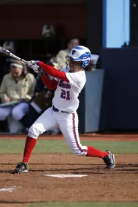 Samantha Dodd puts one on the board for the Blue Demons in Sunday's 7-0 victory over St. John's.