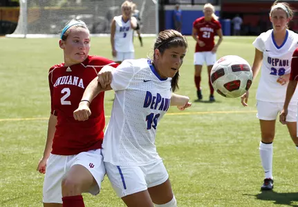 Scrappy Kelly Blumberg looks to fire up the Blue Demon attack against Illinois State on Sunday.